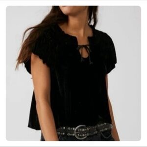 Free People Black Velvet Women's Top